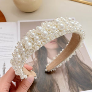 Bando Mutiara Glamour Aksesoris Wedding Prewed Luxury Full Pearl Crystal Bridal Headband MMPJ001