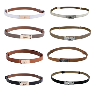 Adjustable Metal Buckle Narrow Belt for Ladies Complements Various Fashion Styles