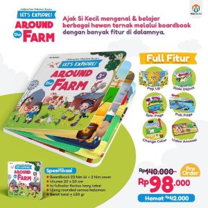 LETS EXPLORE ARROUND THE FARM: BUKU GAMBAR ANAK ANAK TIMBUL HEWAN - Buku anak belajar mengenal hewan