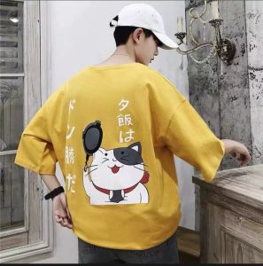 [HCM] XẢ HÀNG - ĐỒNG GIÁ 19K Áo thun nam form rộng Hàn Quốc in hình Mèo Thần Tài độc đẹp vải dày mịn mát