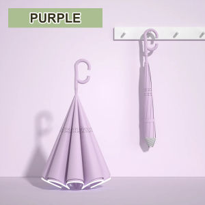 Worthbuy Automatic Double Layer Inverted Umbrella C-Shape Handle Windproof Reverse Umbrella Upside Down Payung Automatik