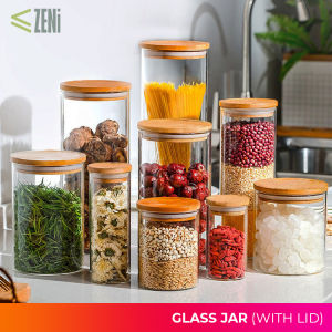 ZENi Glass Jar With Lid | Spice & Food Ingredient Jar Container For Kitchen Organization