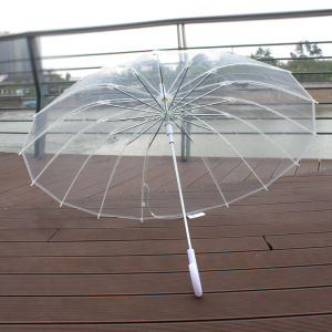 16 Bones Transparent Umbrella Thick Transparent Umbrella Long Handle Automatic Umbrella DIY Dance Advertising Props