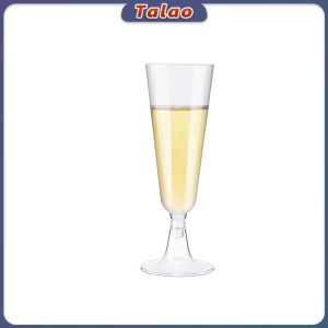 Talao 6pcs Disposable Wine Glasses Party Transparent Hard Plastic Champagne Flutes