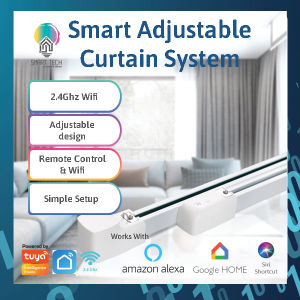 (Local Stock) Smart Wifi Curtain motor with adjustable track DIY possible/Tuya/SmartLife/Android/Alexa with remote control