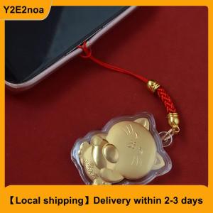 【Local shipping】 New Good Luck Cat Yuanbao Cat Phone Chain Camera Keys Cord Chain Cute Lanyard Keychain New Year Gift