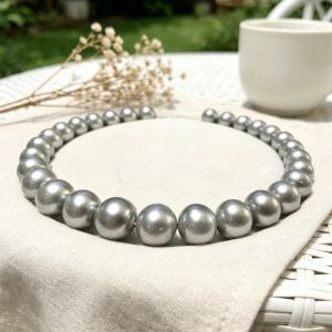 Special Price Natural Gray Nearly Round Defect 12-15mm Pearl Necklace