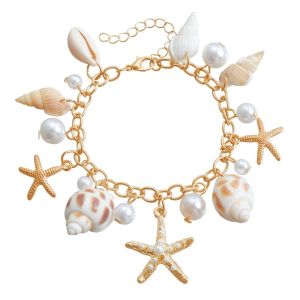 NOONOR Imitation Pearl Waist Chain Sea Star Bohemian Shell Waist Link Fashion Beach Bikini Jewelry Accessories for Women