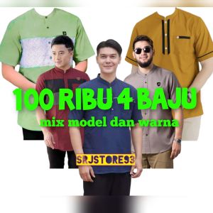 5O RIBU DAPAT 2 BAJU KOKO KURTA MODEL TERBARU LENGAN PENDEK MUSLIM PRIA DEWASA BAHAN KATUN ADEM JOSS
