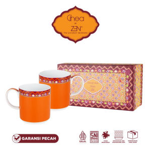 ZEN x Ghea Jumputan Mug Gelas Keramik Orange 280ml isi 2 pcs + Box