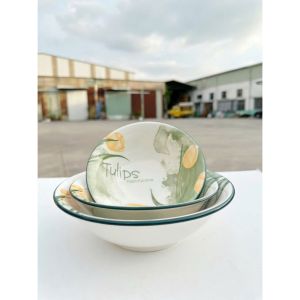 Bộ 2 Tô Sứ Họa Tiết Hoa Tulip 6–8inch – Tô Canh Phở Tráng Men Cao Cấp Hoa Văn Đẹp Bắt Mắt