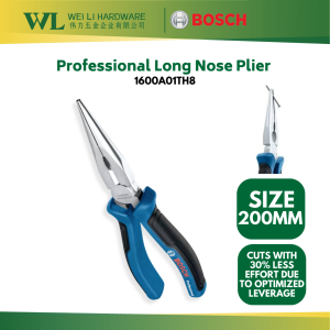BOSCH Professional Long Nose Plier 200mm/Playar Muncung Tirus/Needle Nose Plier/1600A01TH8