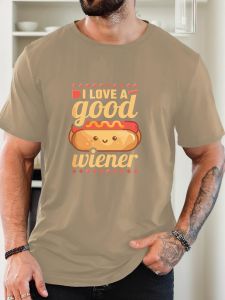 T-Shirt Print 100% Cotton I LOVE A GOOD WIENER Pattern Summer Round Neck Leisure Breathable Mens Short Sleeves Loose Daily Top
