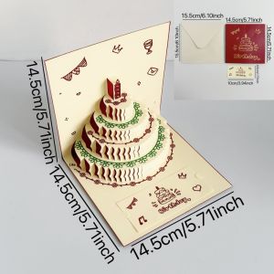 TAIDU ซองใส่3D เค้กแบบสเตอริโอการ์ดอวยพรรูปผีเสื้อสีทองสำหรับเป็นของขวัญวันเกิด