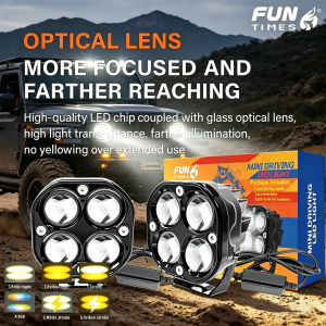 Laser Gun Led Light Motorcycle 2-in-1 White&Yellow For Motorcecle Car 3Inch 80W 4000LM IP67 Waterproof Driving Off Road Motorbike Work Lamp For Motorcycle 2 Pcs Mini Driving Light