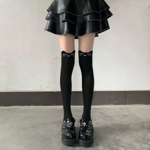Cartoon Cat Panda Thigh High Stockings Girls Solid Color Cotton Elastic Womens Autumn Winter Over Knee High Socks