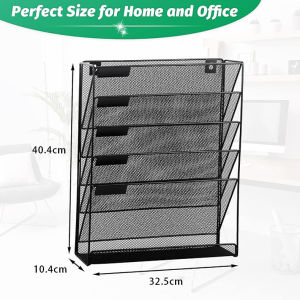 Wall Mounted File Organizer Countertop File Holder Document Storage Rack Metal Magazine Rack Desk Organizer Multi Function Data Rack for Office Home School