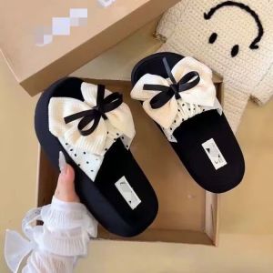 Free Shipping Korean-Style Polka Dot Bowknot Sandals For Women Summer Outdoor Wear 2026 New Style Versatile Thick-Soled Slip-On Sandals