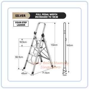 【Pure Care】 Heavy-Duty Aluminum Folding Ladder | Anti-Slip Ladder