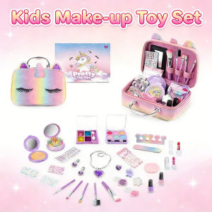 Kids Make-up Toy Set Cosmetics Toy Set Children Safe Washable Princess Beauty Pretend Play Toy Bag Makeup Kit 30pcs
