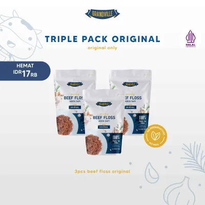 Grandville Abon Sapi Crunchy Halal Triple Pack Original - Aman untuk anak usia MPASI