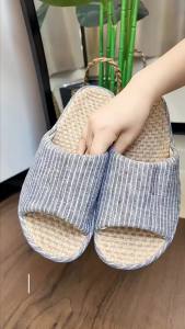Japanese-Style Linen Slippers For Men Suitable For Home Use In All Seasons Non-Slip Absorbent Silent For Indoor Floors Spring And Autumn Cotton-Linen Noiseless For Women