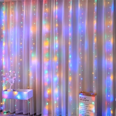 3*3 Meters LED fairy lights garland curtain lamp Remote string lights Party Decoration for home bedroom