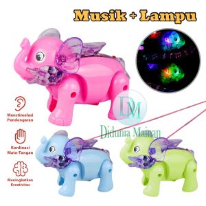 Mainan anak robot gajah elektrik berjalan musik lampu walking elephant