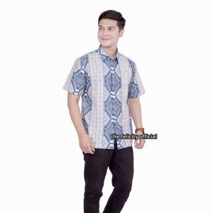 felicitybatik - Atasan Wanita Blouse Batik Couple Kemeja Pria Batik Modern Simple [ birmud ]