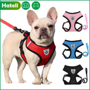 【HATELI】Breathable Dog Cat Pet Harness and Leash Vest Set Air Nylon Mesh Puppy Small Dogs Pet Cat Vest Harness Suit Clothes S/M/L/XL