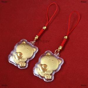 [COD] fhsav New Good Luck Cat Yuanbao Cat Phone Chain Camera Keys Cord Chain Cute Lanyard Keychain New Year Gift