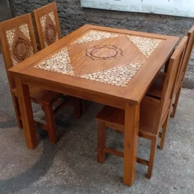 meja makan minimalis koin pojok 4 kursi / meja makan 1 set kursi / toko mebel jati jepara / mebeljatishop