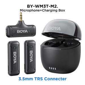 Boya BY-WM3T không dây Lavalier ve áo Microphone với 100m phạm vi khử tiếng ồn 2.4GHz đôi mics mic cho iPhone iPad Andriod điện thoại thông minh máy ảnh DSLR phỏng vấn podcast vlog