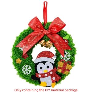 YUBAGUANB Santa Claus DIY Christmas Wreath Pendant Elk Snowflake Xmas Non-Woven Charms Montessori Penguin Christmas Toy Kindergarten