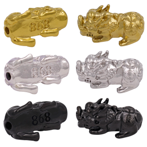 Charm tỳ hưu inox trắng vàng đen