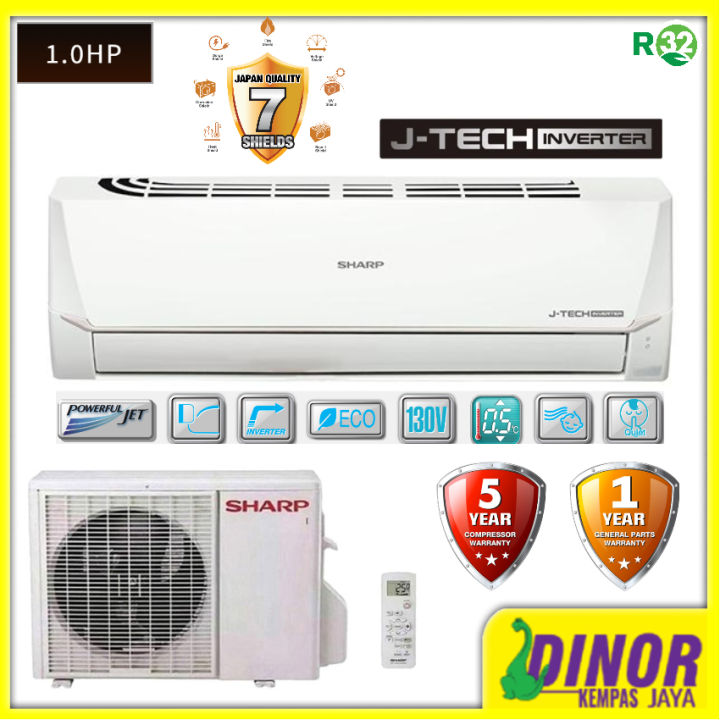 Sharp J- Tech Inverter 1.0HP Air Conditioner R32 GAS 1HP AHX9VED ...