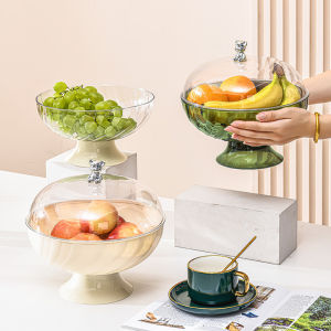 Yo-Fun Leak-Proof Fruit Bowl with Lid - Aesthetic Butterfly Knot Design Snack Tray for Candy Dust-Proof Serving Dish for Living Room