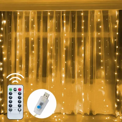 3X3M Curtain Fairy Lights Christmas 8Mode Remote control USB Garland Curtain String Lights Christmas decorations