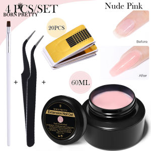 BORN PRETTY 2/4 pcs/set 60ml Hard Jelly Nail Extension Gel Nail Art Polish Nail UV Gel Set Clear White Pink Acrylic For Nails Finger Extension Kit
