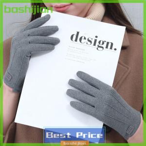 bashijian Women Winter Thick Plush Gloves Fashion Warm Suede Outdoor Guantes Lady Touchscreen Driving Gloves Cycling Mittens