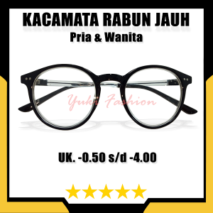 Kacamata Optik Minus Ready Ukuran -0.50 sampai -4.00 Frame Bulat Besar Gagang Besi Full Bingkai Lensa Bening Cocok Untuk Pria Wanita Dewasa Remaja - COD