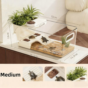 Home Turtle Tank Plastic Ecological Landscape Box Amphibious Design with Basking Platform Tank