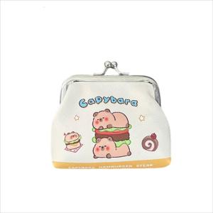 Small Storage Bag Cartoon Capybara Pouch Purse with Kiss Lock PU Leather Wallet Change Bag for Girl