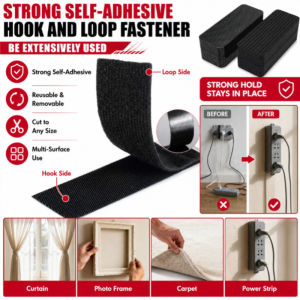 Strong Adhesive Velcro Tape Double Sided Non Slip Car Mat Tape Heavy Duty Self Adhesive Hook and Loop Car Floor Mat Anti Slip Fixer Invisible Carpet Sticker Automotive Interior