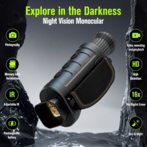 XHLXH 16X Digital Zoom Night Vision Monocular 1080P HD IPS Display Night Vision Scope User Friendly Long Range Digital Monocular Camera Outdoor