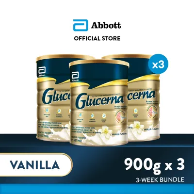 Glucerna Vanilla 900g Bundle of 3 for Diabetic Nutrition Powder Milk Drink (2.7kg)