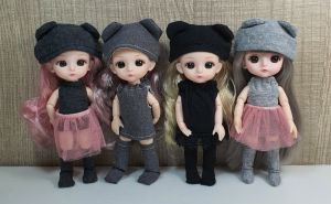 Dolls in the big bear’s house ตุ๊กตาข้อต่อ Bjd 13Joints ตุ๊กตา16cm. พร้อมชุดตุ๊กตา Bjd เดรสสั้นสีเทา ตุ๊กตาหมี Bjd - Lazada