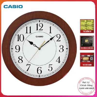 [ FREESHIP MAX ] Toki - Đồng hồ treo tường Casio IQ-133-5DF vỏ gỗ kim trôi im lặng