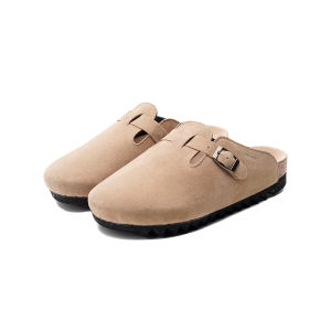 Edefootwear BENN - Sandal Clog Mule Suede Cream Slip on Pria Wanita