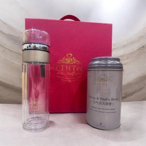 HTHTea by Huiji Signature Wellness Gift Set | 28 Tea Bags + Glass Tea Infuser Bottle | 4 Wellness Blends